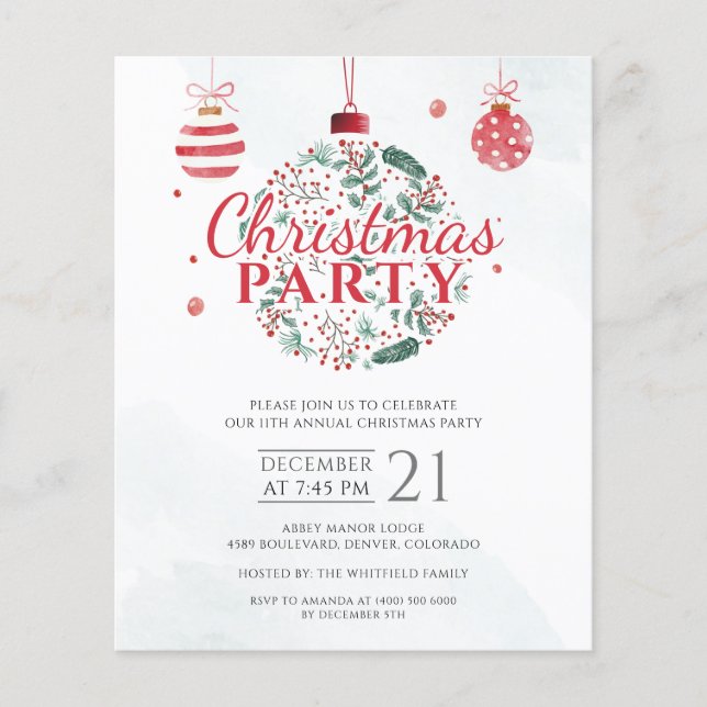 Festa de Natal Verde Elegante do Orçamento (Frente)