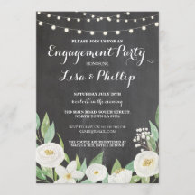 Festa de noivado Chalk White Flowers Convite para 