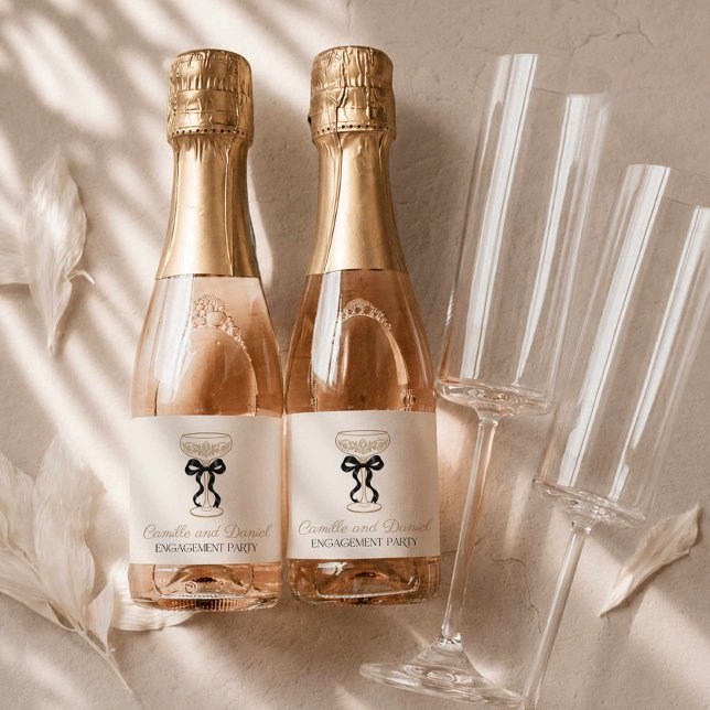 Festa de Noivado com Champanhe Mini (Elegant Bubbly Engagement Party Mini Champagne Bottle Labels)