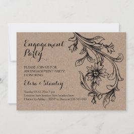 Festa de noivado de casamento floral de cartão Kra