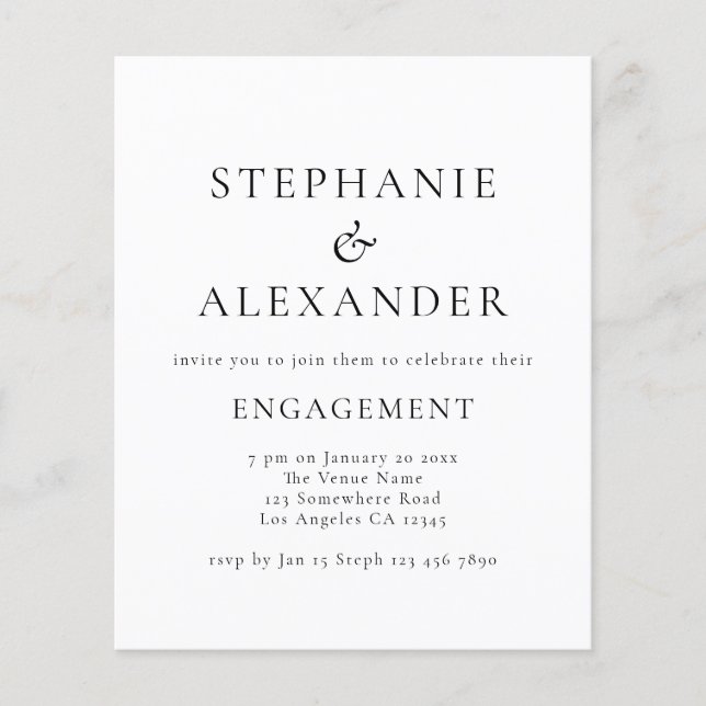 Festa de noivado de Texto Simplesmente do Orçament (Frente)