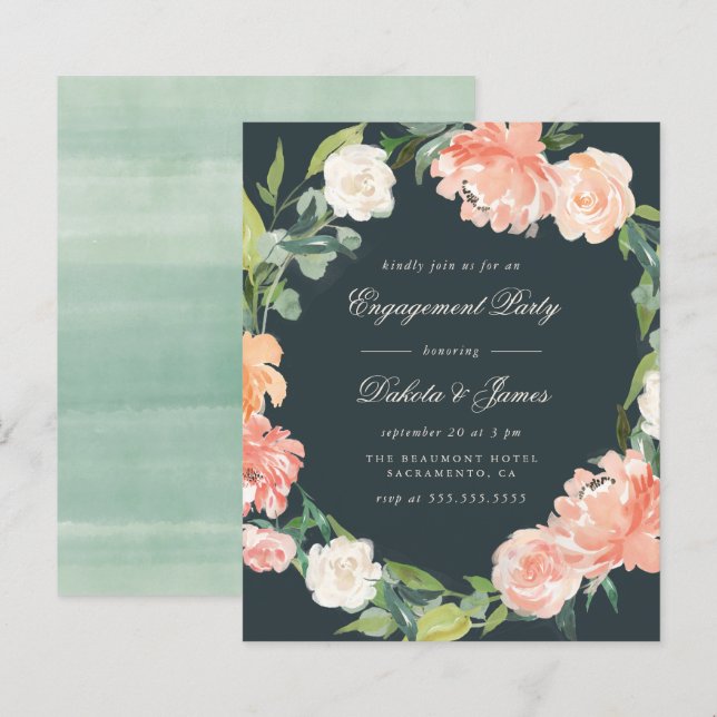 Festa de noivado Eucalyptus e Peonies Blush de Orç (Frente/Verso)
