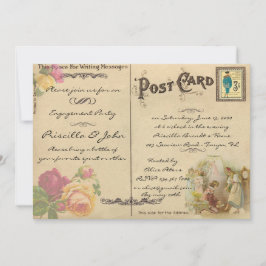 Festa de noivado, vintage, estilo velho do cartão