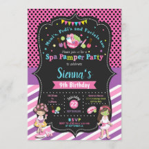Festa de Pamper Spa Convites de Aniversário Rapari