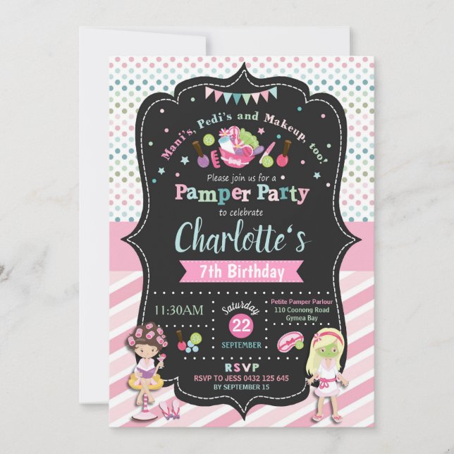 Festa de Pamper Spa Convites de Aniversário Rapari (Frente)