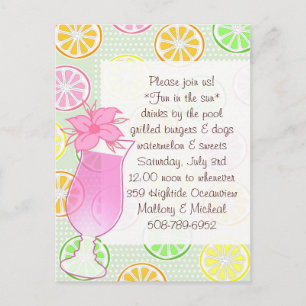 Festa de piscina, diversão no convite ao sol