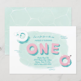 Festa de Piscina Flamingo Primeiro Convite de Aniv