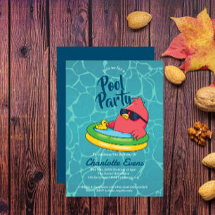 Festa de Piscina legal Nadando Convite de Aniversá