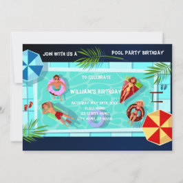 Festa de piscina Qualquer Convite De Aniversário D