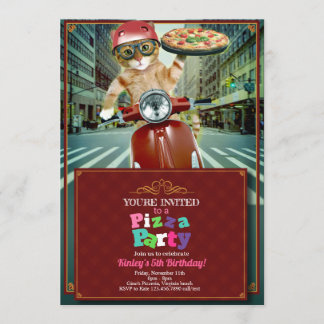 Festa de pizza! Convite para entrega de gatos