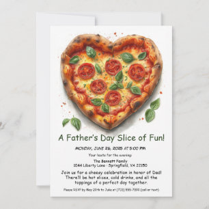 Festa de Pizza em Formato de Coração – Convite de