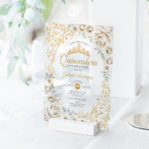 Festa de Quinceanera Floral Creme Dourado