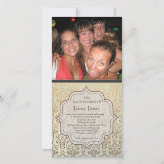 Festa de solteira Caramel Damask Photo Invite