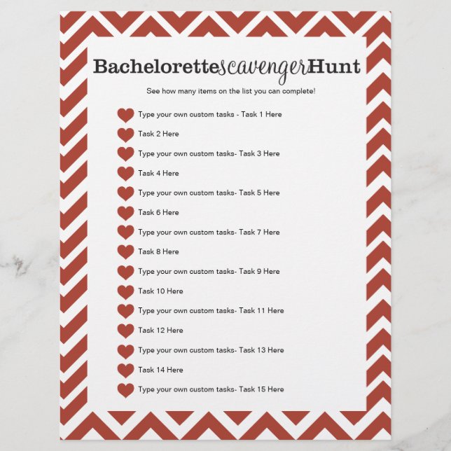 Festa de solteira Red Scavenger Hunt (Frente)