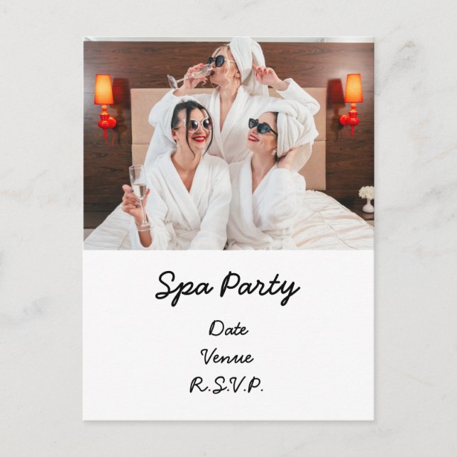 Festa de spa com convite personalizado com sua fot (Frente)