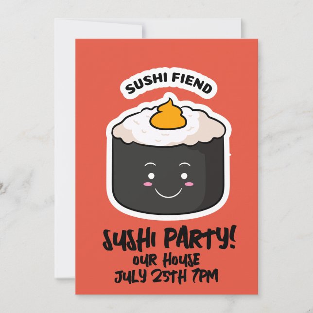 FESTA DE SUSHI! Convites Personalizados (Frente)