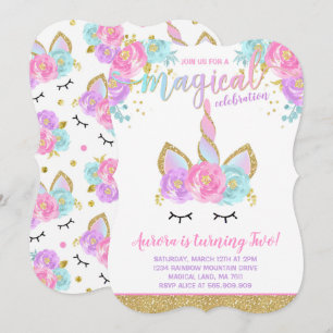 Festa de Unicórnio Mágico - Convite de Aniversá