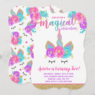 Festa de Unicórnio Mágico - Convite de Aniversário