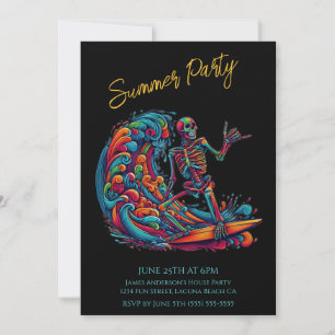 Festa de Verão - Convite Colorido para Surfer de E