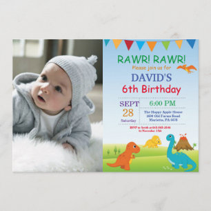Festa Dino de Convite de Aniversário do Dinossaur