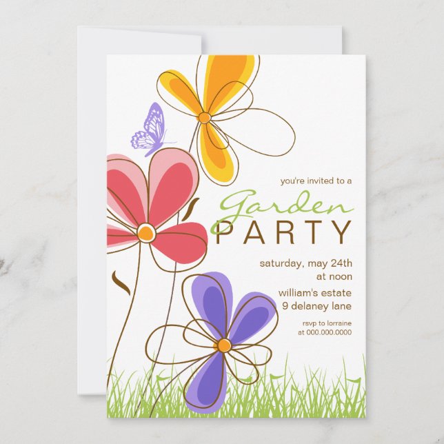 Festa do Jardim| Convite para flores e borboletas (Frente)
