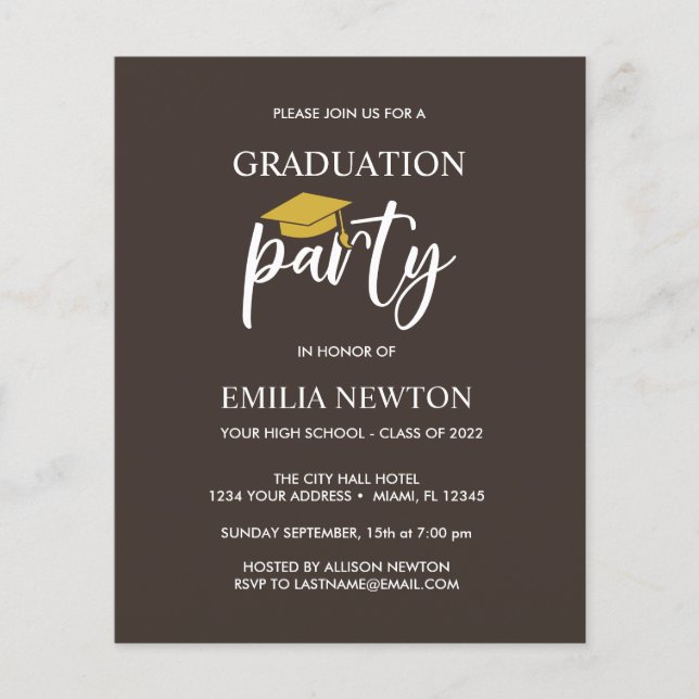 Festa Dourada de Tassel Boné de formatura marrom (Frente)