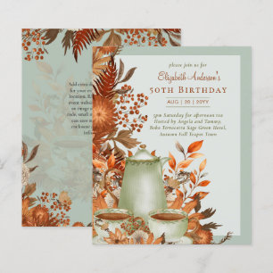 Festa Floral de Chá Boho Terracotta Sage Aniversár