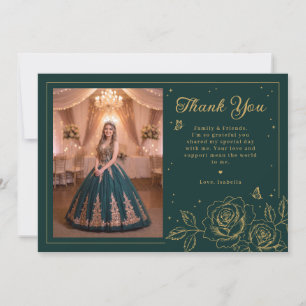 Festa Floral Verde e Dourada Quinceañera