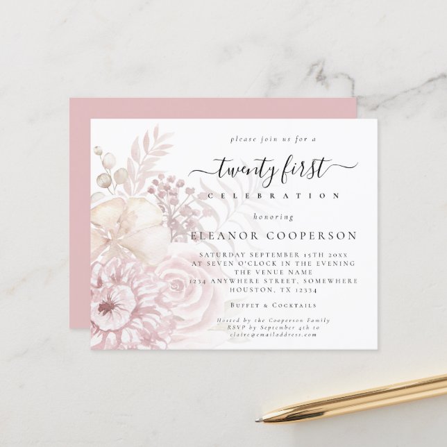 Festa Florestal Rosa Cinza Girly 21 rua Convidou (Frente/Verso In Situ)