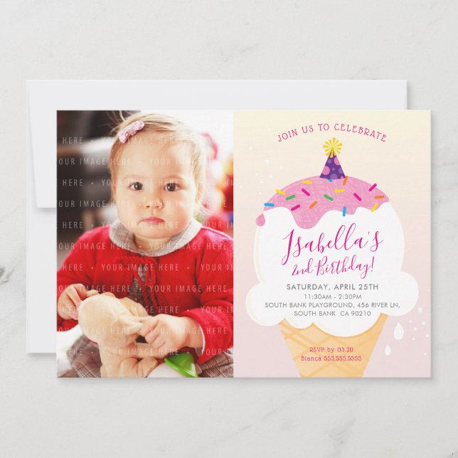 FESTA FOTO CRIANÇAS CONVITE Pia-de-gelado retrorre (Frente)