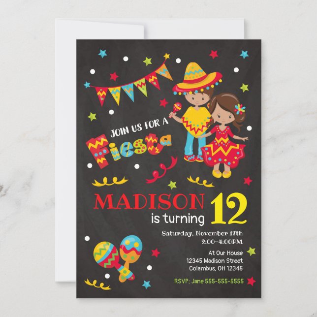 Festa Mexicana Convite de Aniversário - Todos (Frente)
