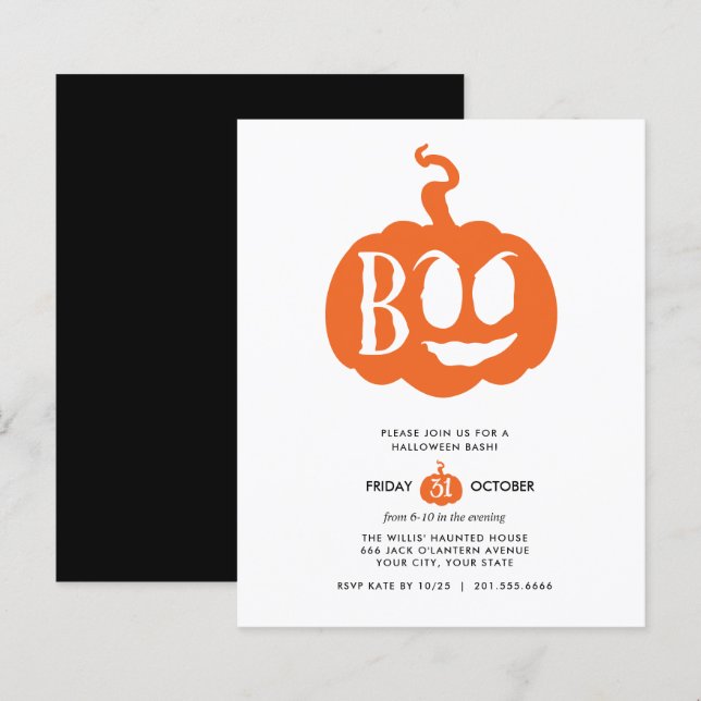 Festa Minimalista de Halloween BOO no Orçamento (Frente/Verso)