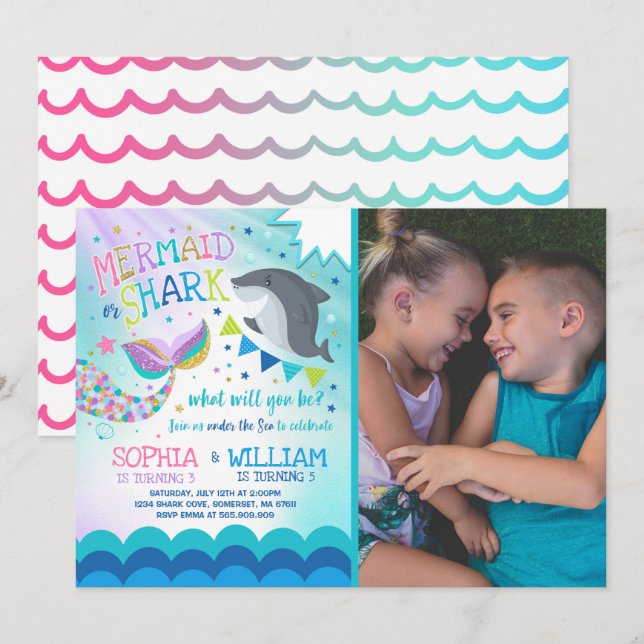 Festa na piscina do convite do aniversário da (Frente/Verso)