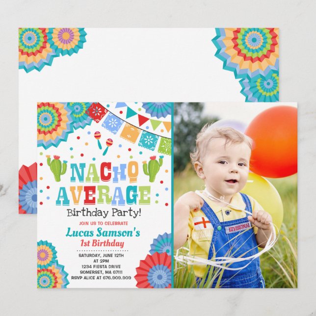 Festa primeiro aniversario Convite Nacho Média de  (Frente/Verso)