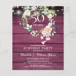 Festa Surpresa de Orçamento 50º Aniversário Rústic