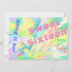 Festa Tema Praia Sweet 16 Convite Pastel