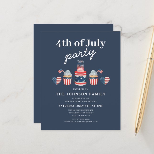 Festa Vermelha E Branco E Azul 4 De Julho (Frente/Verso In Situ)