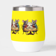 Festa Whimsical Tea com Ilustração de Ratos em Mug