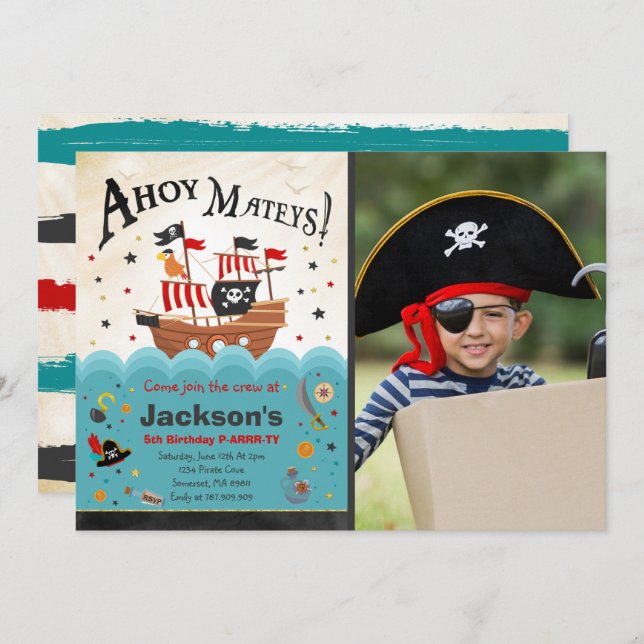 Festança do partido do pirata do convite do (Frente/Verso)