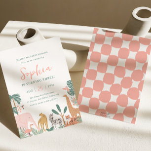 Festas Animais Zoo Convite de Aniversário Safari