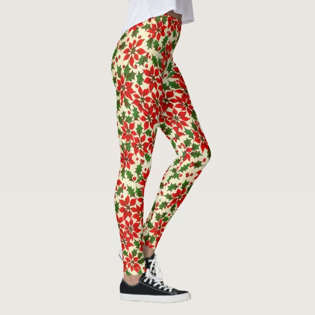 Festas de Natal de Poinsettia Leggings de alta qua (Direita)