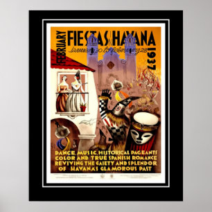 Festas Havana Cuba do poster das viagens vintage