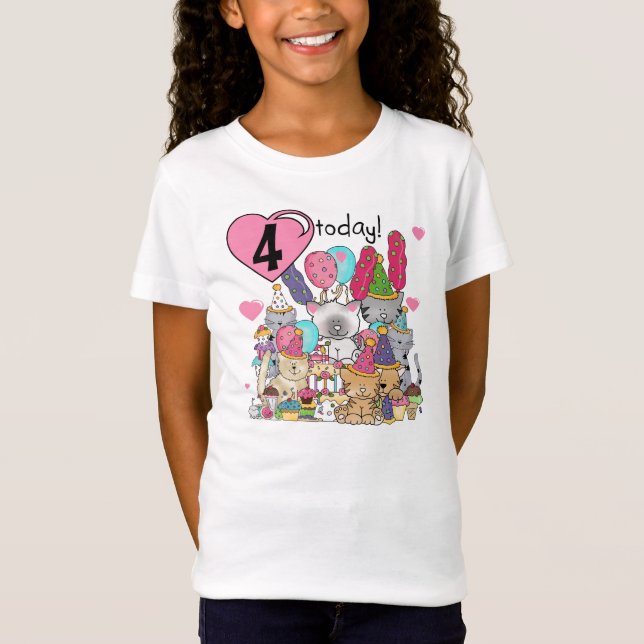 Festas Kittens 4º Aniversário T-shirts e presentes (Frente)