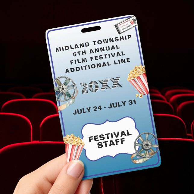 FESTIVAL DE FILMES Crachá Personalizado Elegante e (Criador carregado)