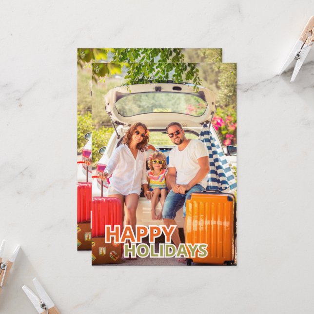 Festive Happy Holidays Greeting Card (Frente/Verso In Situ)