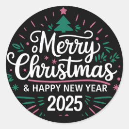Festividade em cada Feliz ano novo adesivo 2025
