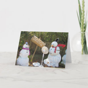 Festividades 2 Snowmen derretido - Cartão de Natal Engraçado da