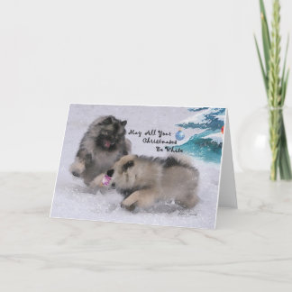Festividades 5 x 7 cartão de Natal do Keeshond de 2018 feriados