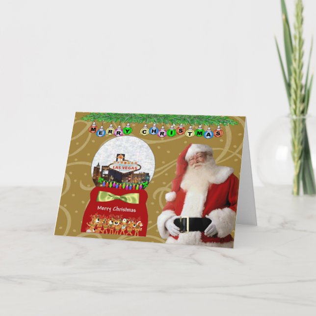 Festividades 5x7 Cartão de Natal Las Vegas (Frente)