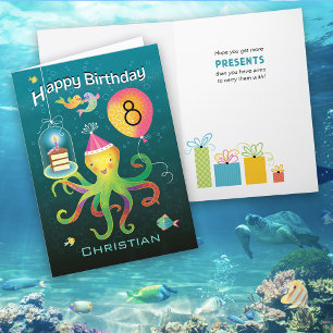 Festividades 8º Cartão de Octopus de Aniversário